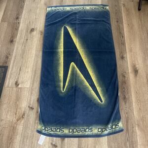Vintage SPEEDO TM Blue Yellow Beach Towel 100% Cotton